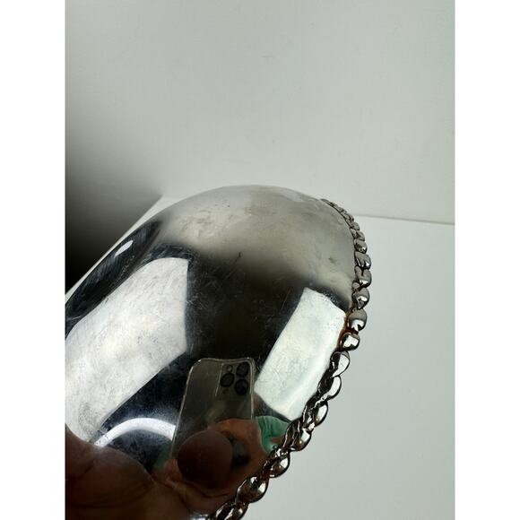 VINTAGE MCM Michael Aram 6.25 Inch Stainless Bowl Molten Beaded Signed RARE - Picture 8 of 8